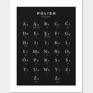 Polish Alphabet Chart, Poland Language Chart, Black Posters and Art